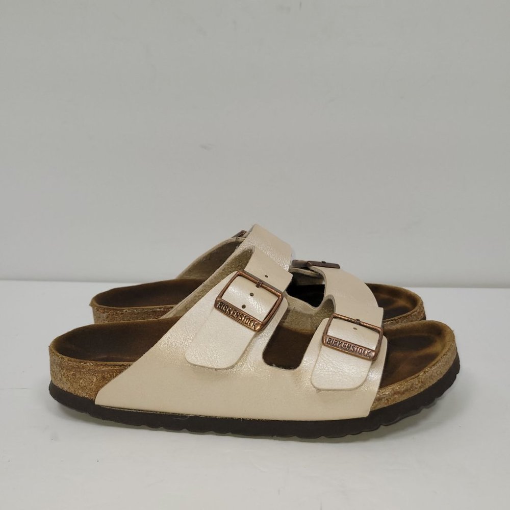 Birkenstock Arizona Softbed Women's Cream Leather Sandals US Size 5 EU 36